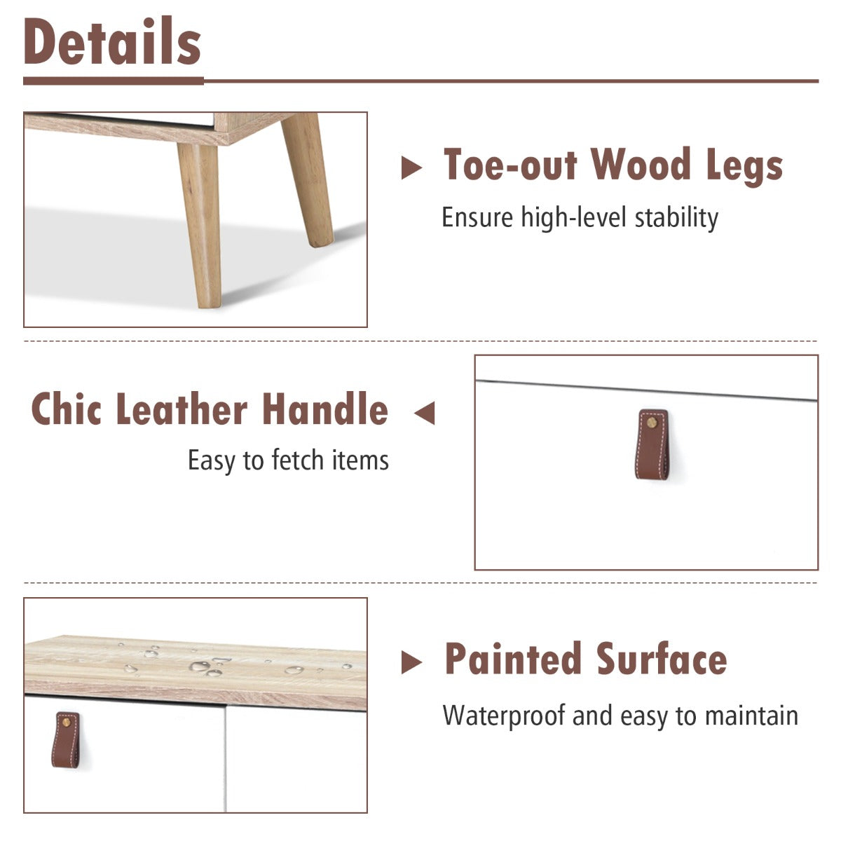 3-Drawer Chest Dresser with Anti-Toppling Device for Living Room-Natural