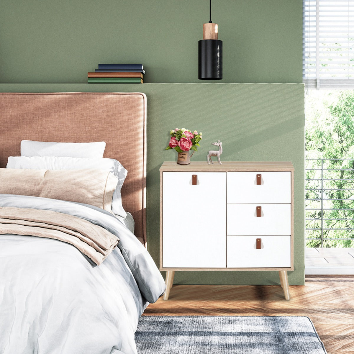 3-Drawer Chest Dresser with Anti-Toppling Device for Living Room-Natural