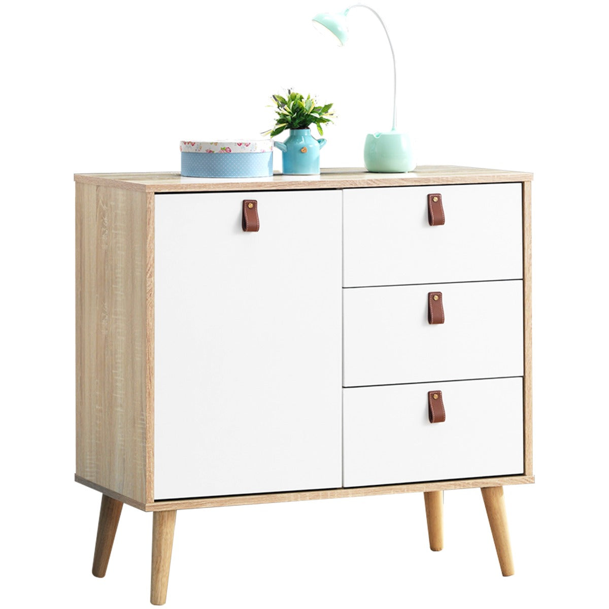 3-Drawer Chest Dresser with Anti-Toppling Device for Living Room-Natural