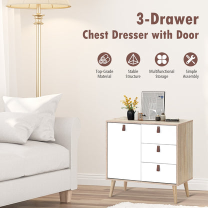 3-Drawer Chest Dresser with Anti-Toppling Device for Living Room-Natural