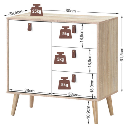 3-Drawer Chest Dresser with Anti-Toppling Device for Living Room-Natural