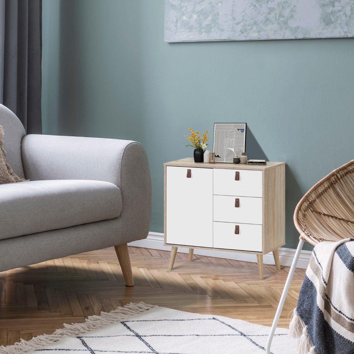 3-Drawer Chest Dresser with Anti-Toppling Device for Living Room-Natural