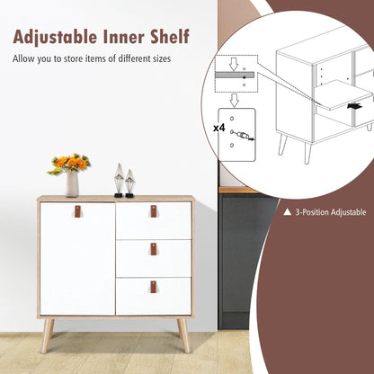 3-Drawer Chest Dresser with Anti-Toppling Device for Living Room-Natural