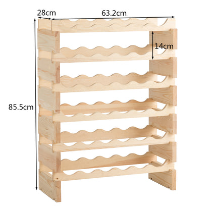 36-Bottles 6-Tier Display Stackable Wood Wine Rack for for Bar, Wine Cellar