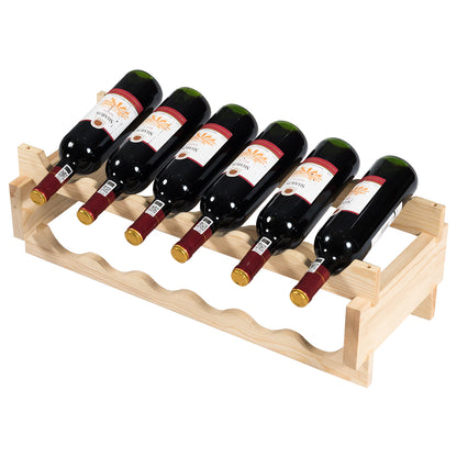 36-Bottles 6-Tier Display Stackable Wood Wine Rack for for Bar, Wine Cellar
