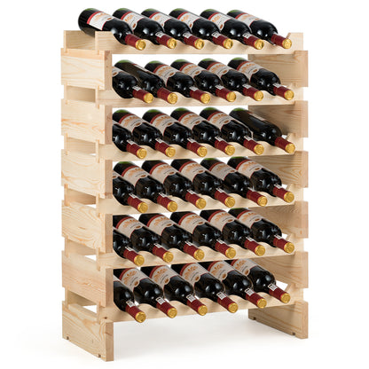 36-Bottles 6-Tier Display Stackable Wood Wine Rack for for Bar, Wine Cellar