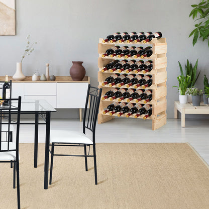 36-Bottles 6-Tier Display Stackable Wood Wine Rack for for Bar, Wine Cellar