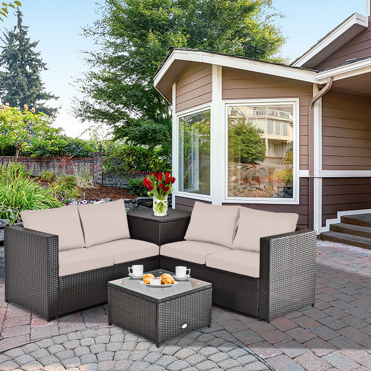 Thick sponge seat cushions and soft pillows provide comfortable support for relaxing