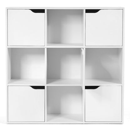 Cube Shelf with 9 Compartments and 5 Magnetic Doors-White