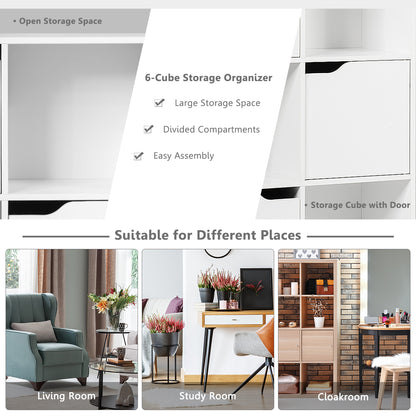 Cube Shelf with 9 Compartments and 5 Magnetic Doors-White
