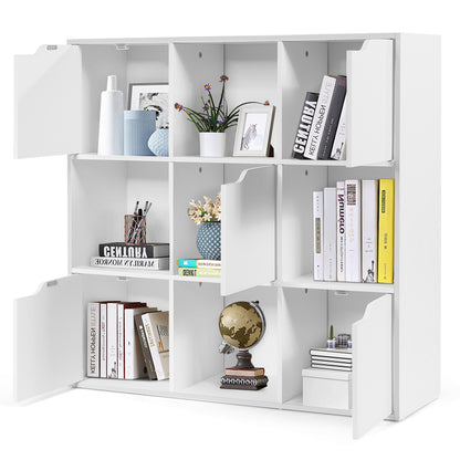 Cube Shelf with 9 Compartments and 5 Magnetic Doors-White