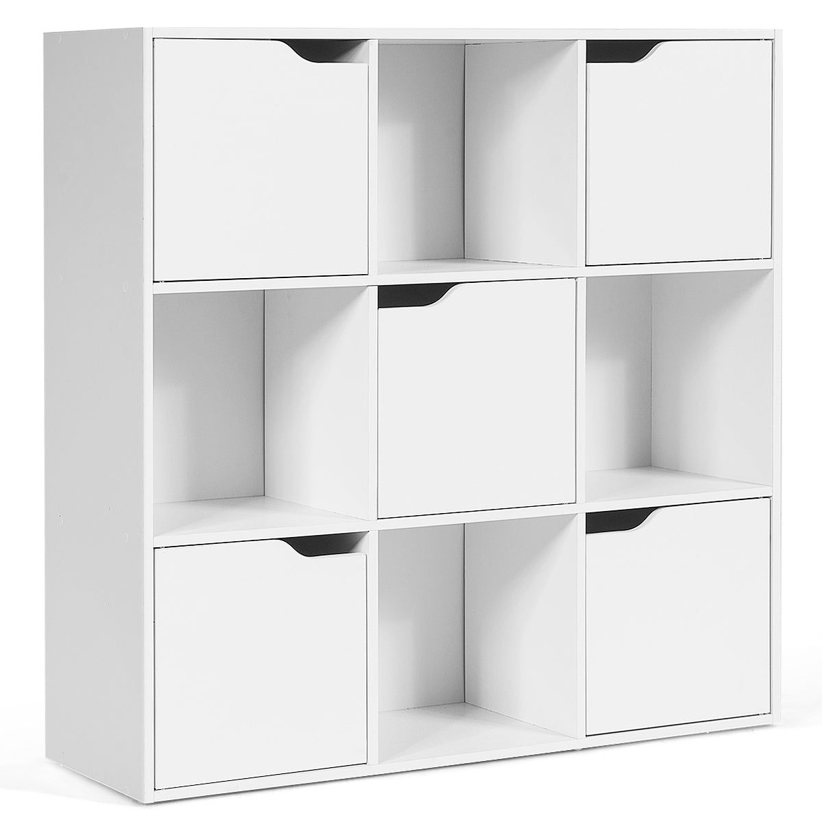 Cube Shelf with 9 Compartments and 5 Magnetic Doors-White