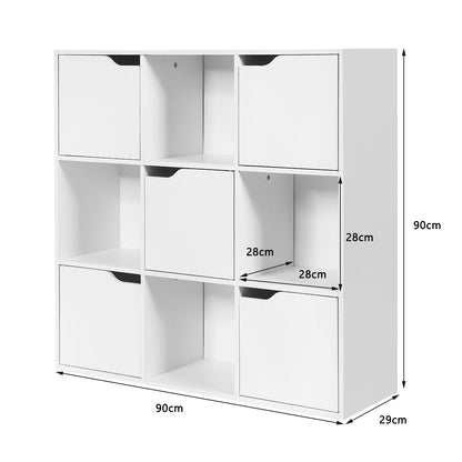 Cube Shelf with 9 Compartments and 5 Magnetic Doors-White