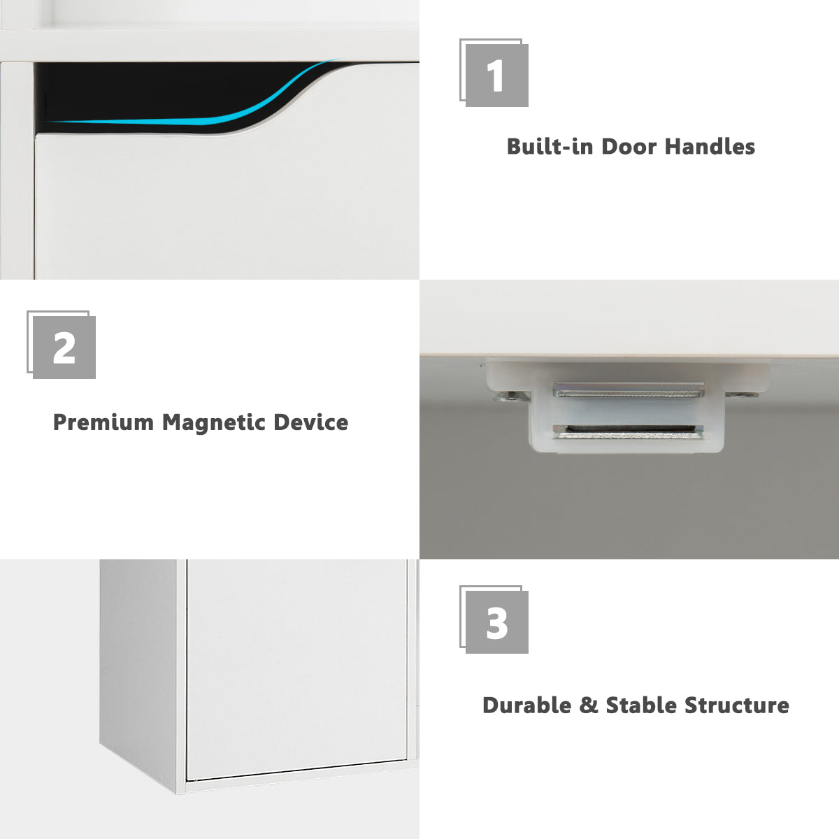 Cube Shelf with 9 Compartments and 5 Magnetic Doors-White