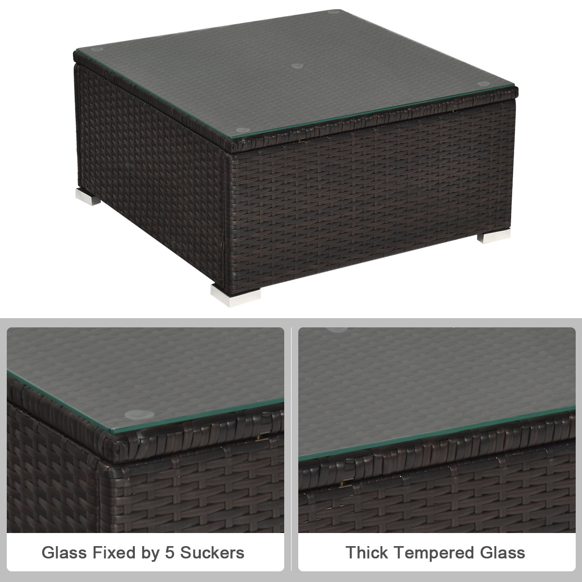 6-Piece Patio Rattan Sofa Set with Washable Cushion Cover for Backyard & Poolside Black
