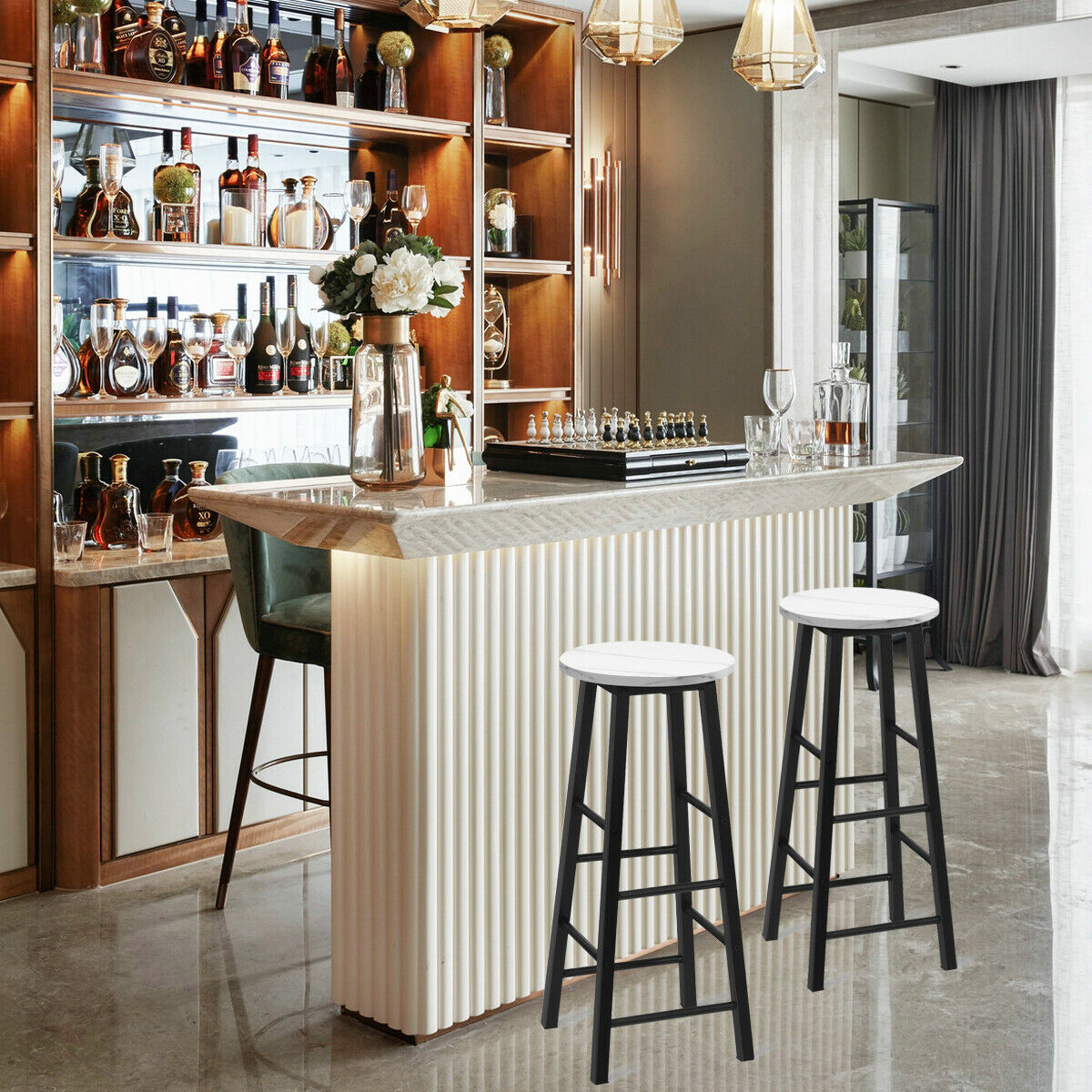 Compact pub stools are suitable for restaurants, cafes, pubs, patios, and family kitchens