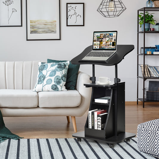 Costway Height Adjustable Mobile Laptop Desk with Wheels