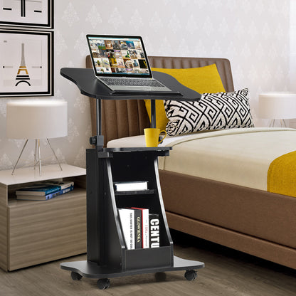 Costway Height Adjustable Mobile Laptop Desk with Wheels