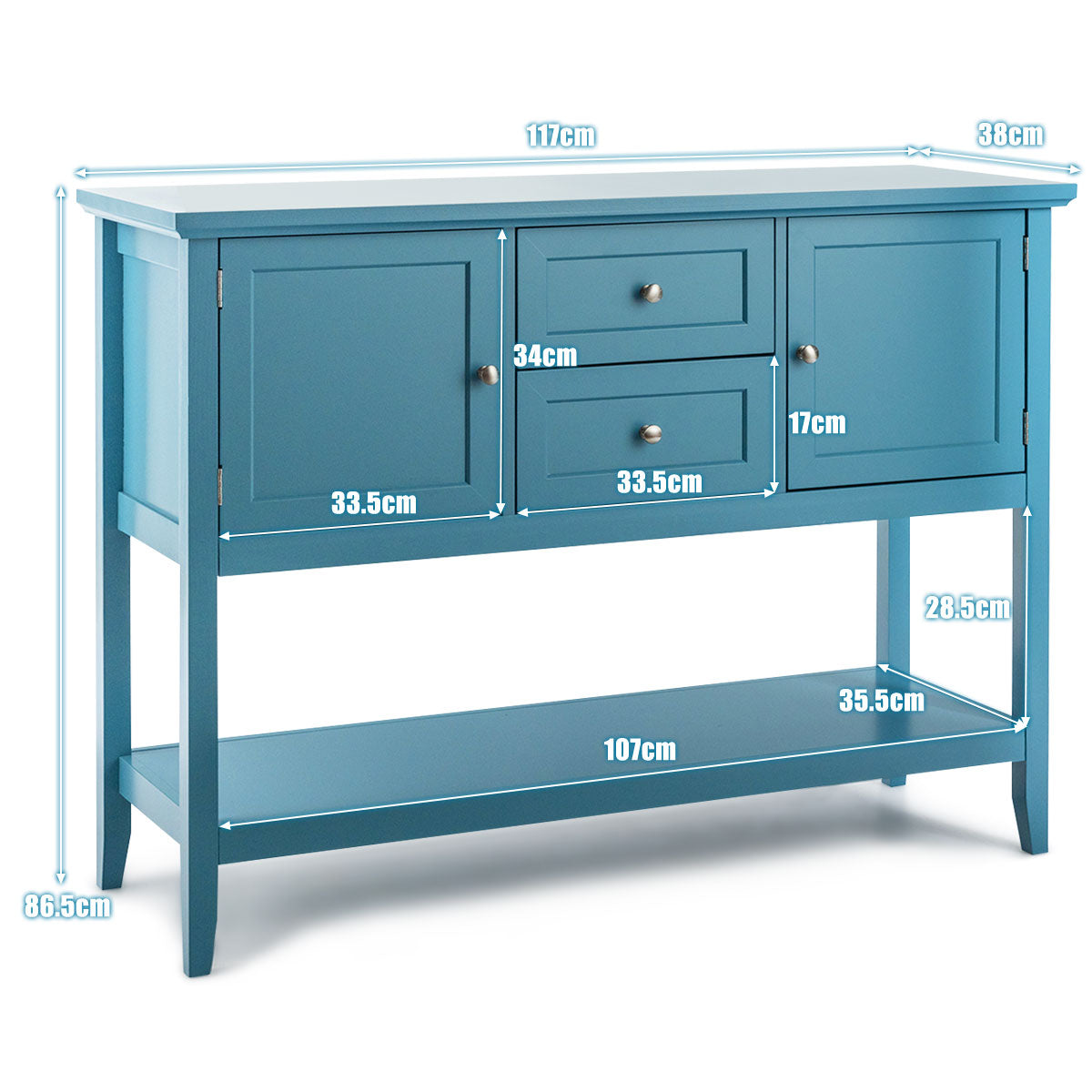 Buffet Sideboard Cabinet with 2 Drawers &amp; 2 Storage Cupboard