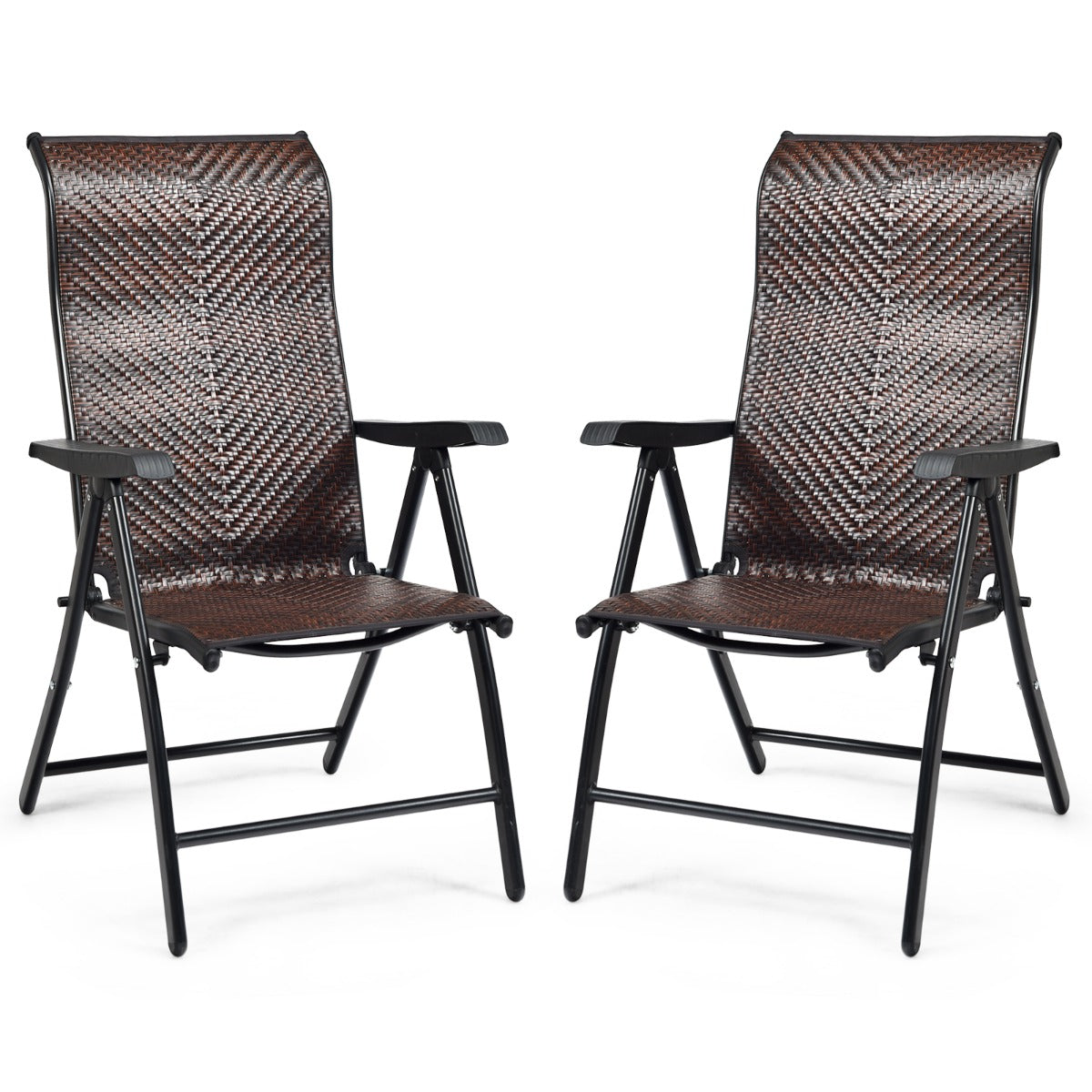 Weather-resistant PE wicker and powder-coated steel frames provide durable patio seating
