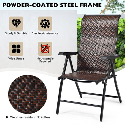No-assembly folding rattan chairs offer stylish seating for indoor and outdoor spaces