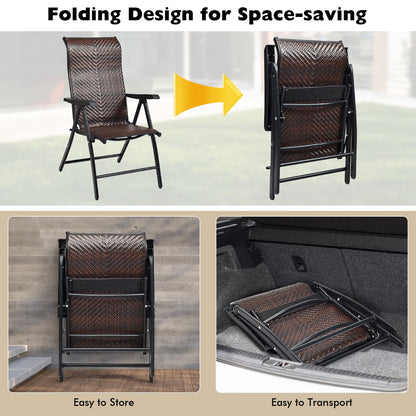 No-assembly folding rattan chairs offer stylish seating for indoor and outdoor spaces
