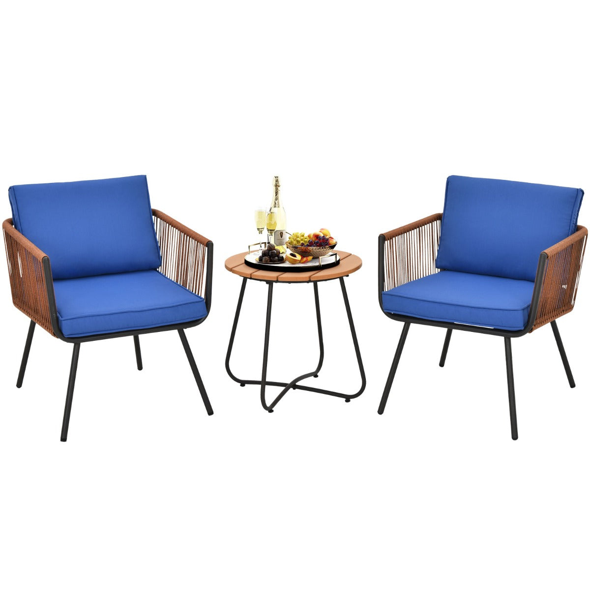 Three-piece wicker furniture set is suitable for relaxing with family and friends indoors or outdoors