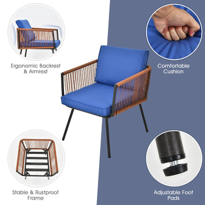 Removable zippered cushion covers make cleaning and replacing the patio cushions convenient