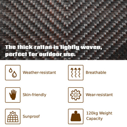 Smooth waterproof rattan surfaces are easy to wipe clean and maintain