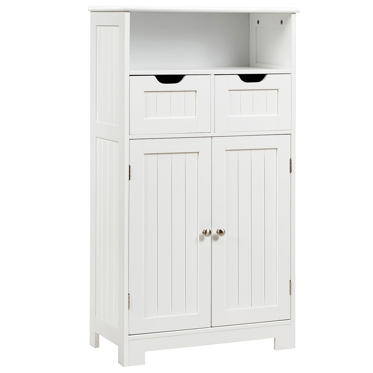 Bathroom Floor Cabinet with Open Shelf &amp; 2 Drawers-White