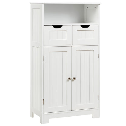 Bathroom Floor Cabinet with Open Shelf &amp; 2 Drawers-White