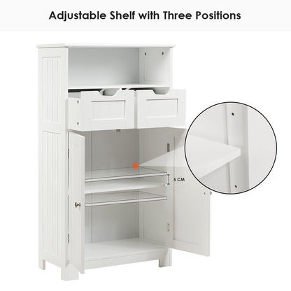 Bathroom Floor Cabinet with Open Shelf &amp; 2 Drawers-White