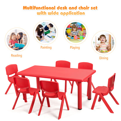 Kids Table and 6 Chairs Set for Preschools & Home