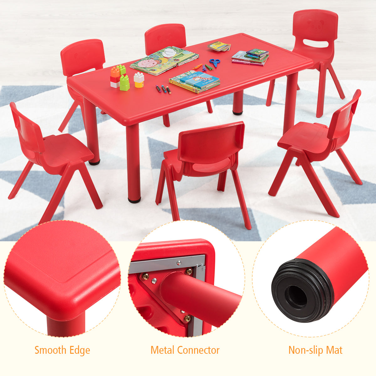 Kids Table and 6 Chairs Set for Preschools & Home
