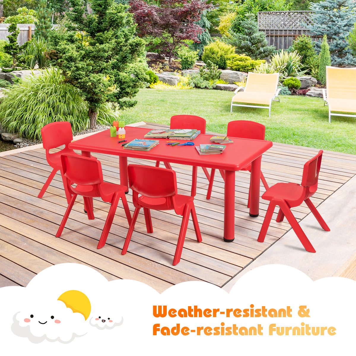 Kids Table and 6 Chairs Set for Preschools & Home