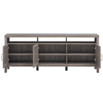Rattan TV Stand with 3 Rattan Doors for Living Room