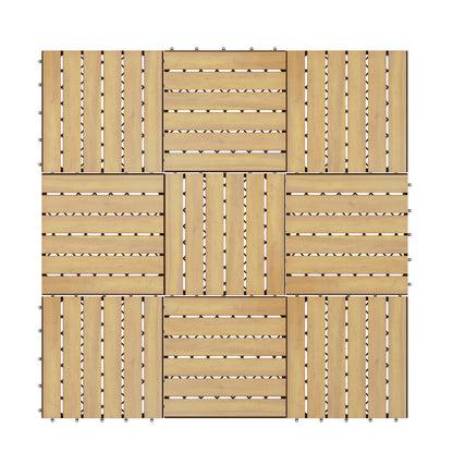 30*30cm 10-Pack Acacia Wood Flooring Deck Tiles for Indoor & Outdoor