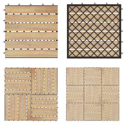 30*30cm 10-Pack Acacia Wood Flooring Deck Tiles for Indoor & Outdoor