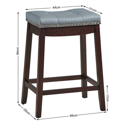 Backless Nailhead Bar Stool with Counter Height for Dining Room-Coffee