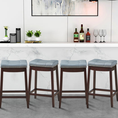Backless Nailhead Bar Stool with Counter Height for Dining Room-Coffee