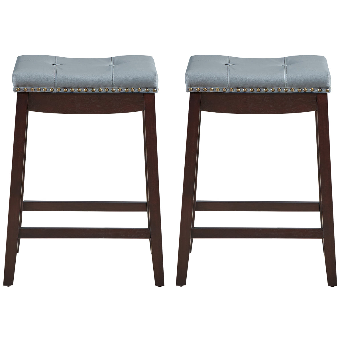 Backless Nailhead Bar Stool with Counter Height for Dining Room-Coffee
