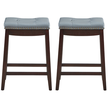 Backless Nailhead Bar Stool with Counter Height for Dining Room-Coffee