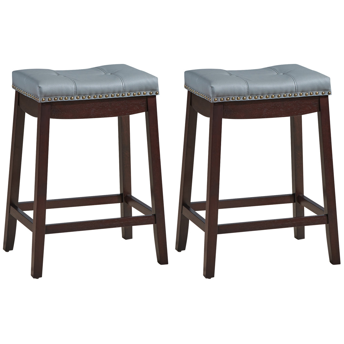Backless Nailhead Bar Stool with Counter Height for Dining Room-Coffee