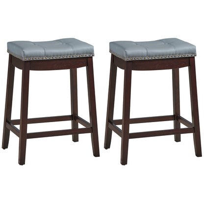 Backless Nailhead Bar Stool with Counter Height for Dining Room-Coffee