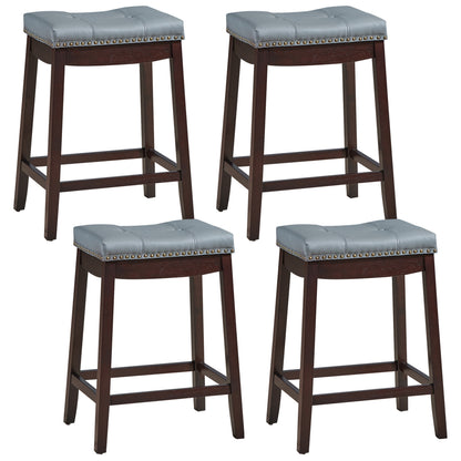 Backless Nailhead Bar Stool with Counter Height for Dining Room-Coffee