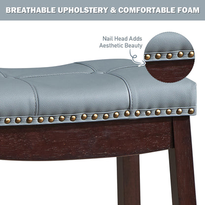 Backless Nailhead Bar Stool with Counter Height for Dining Room-Coffee