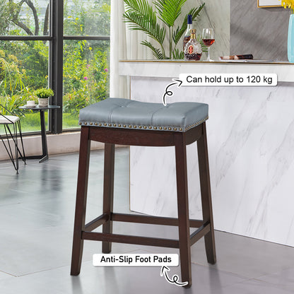 Backless Nailhead Bar Stool with Counter Height for Dining Room-Coffee