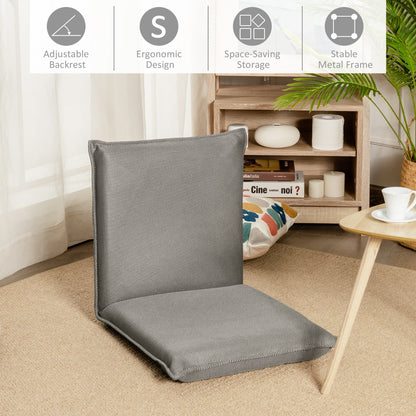Costway Foldable Floor Chair with Robust Armchair for Watching TV-Grey