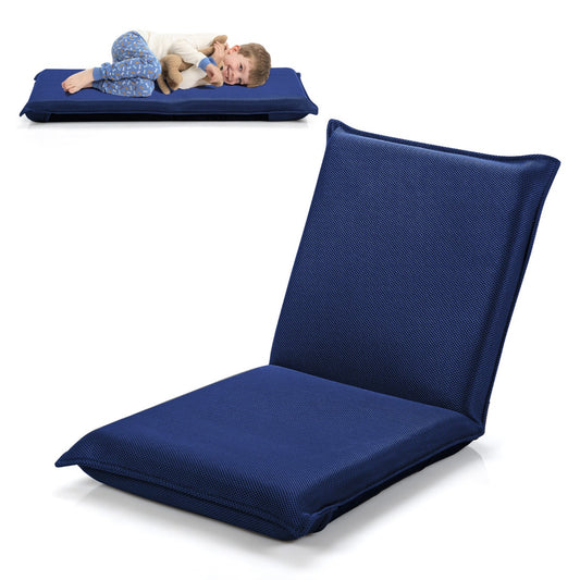 Costway Foldable Floor Chair with Robust Armchair for Watching TV-Navy