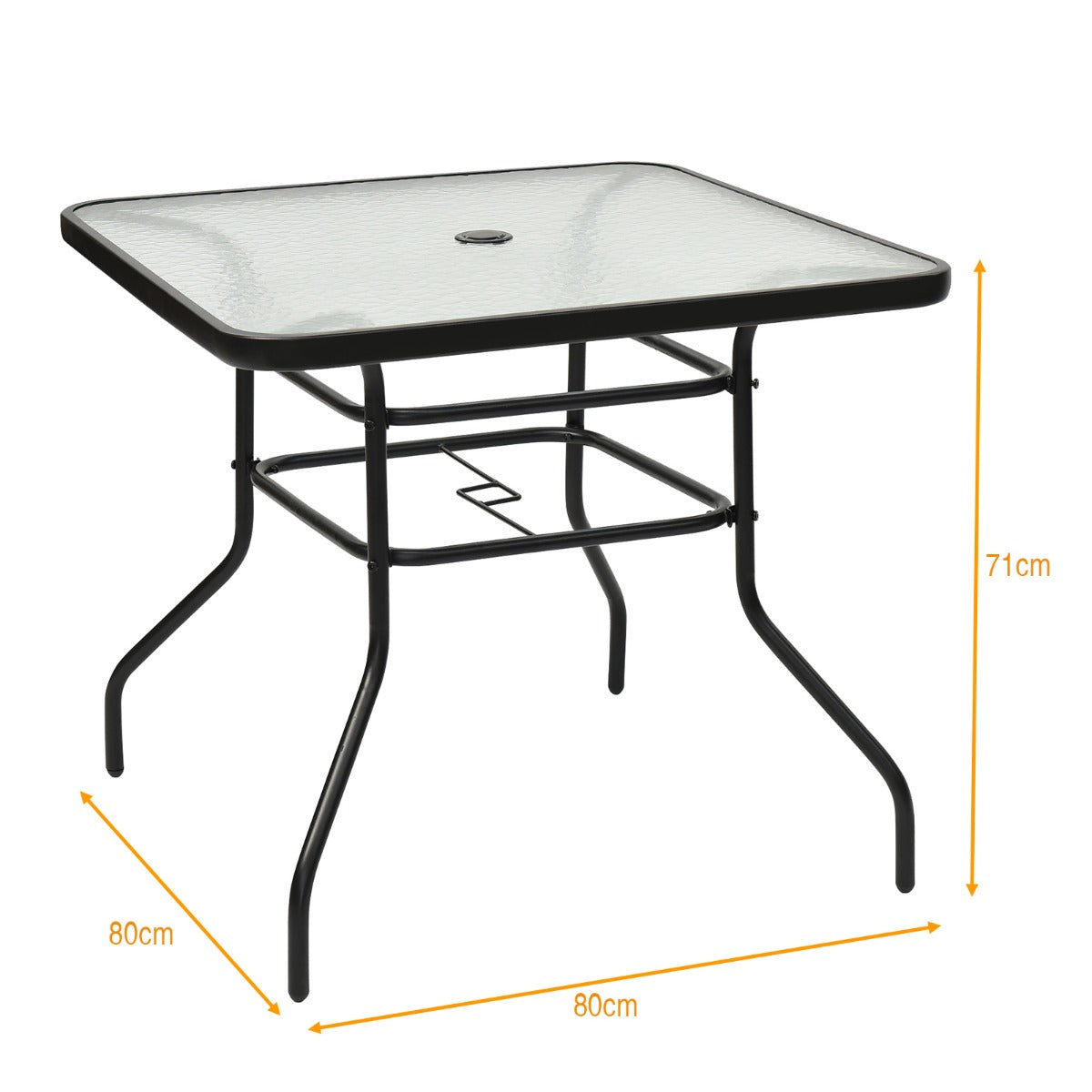Rectangle Metal Coffee Table with Tempered Glass Top for Patio